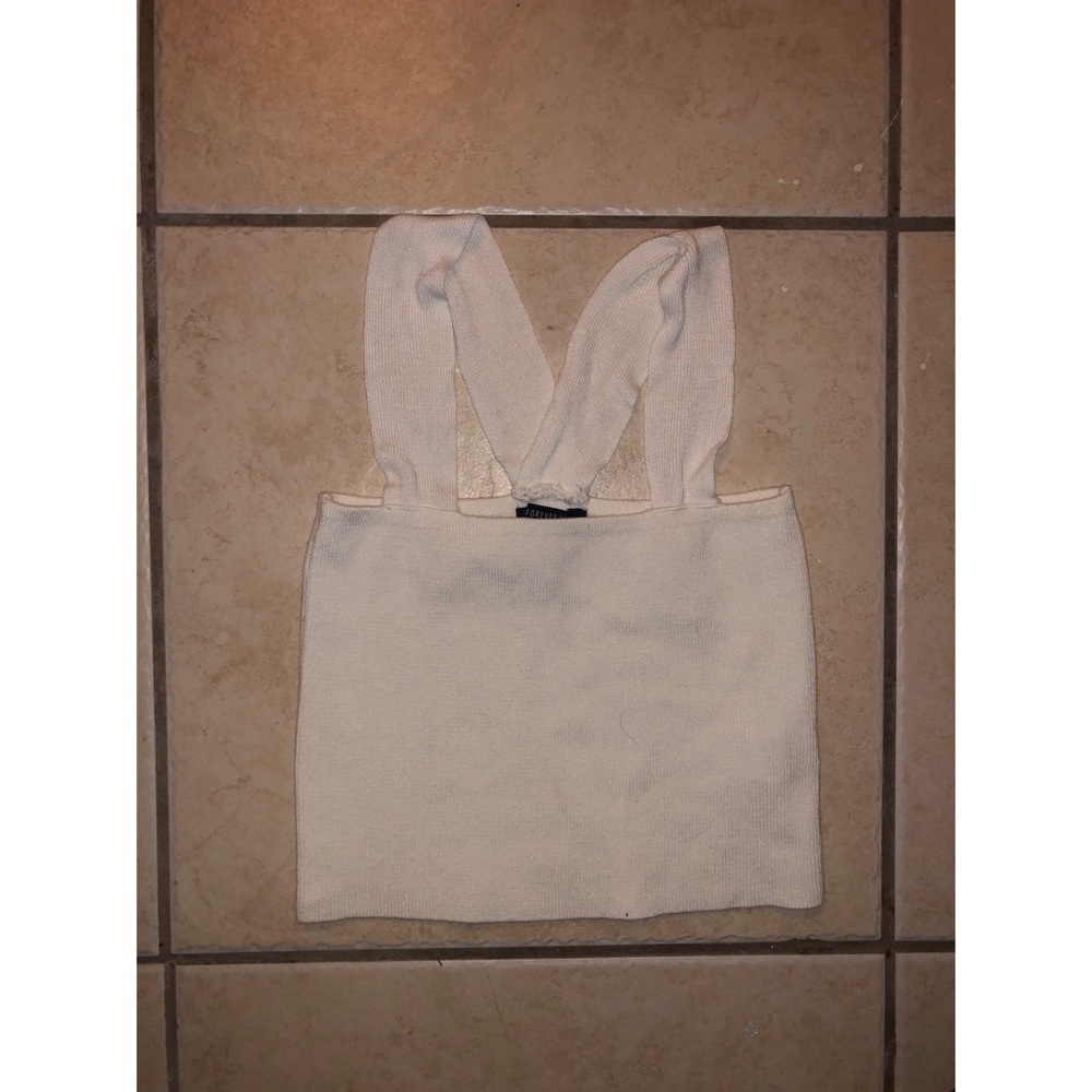 Knit square neckline and back crop top